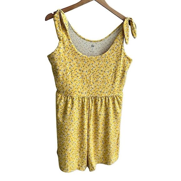 🌴 SO Yellow Floral Tie-Shoulder Romper | Girls Size M - Picture 2 of 11